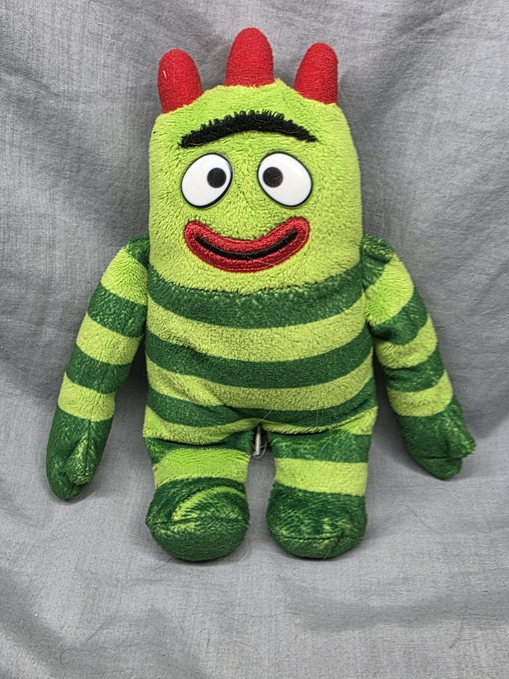 Brobee Ty Green Striped Monster Plush with Red Horns